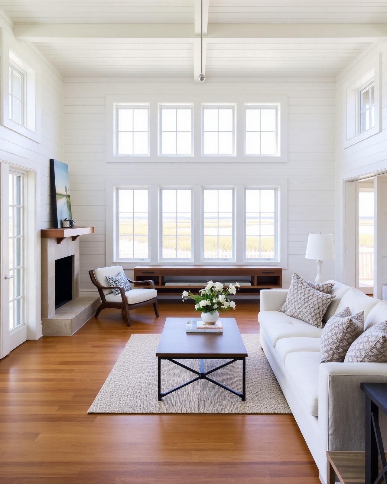 Bright Lowcountry interior with marsh view